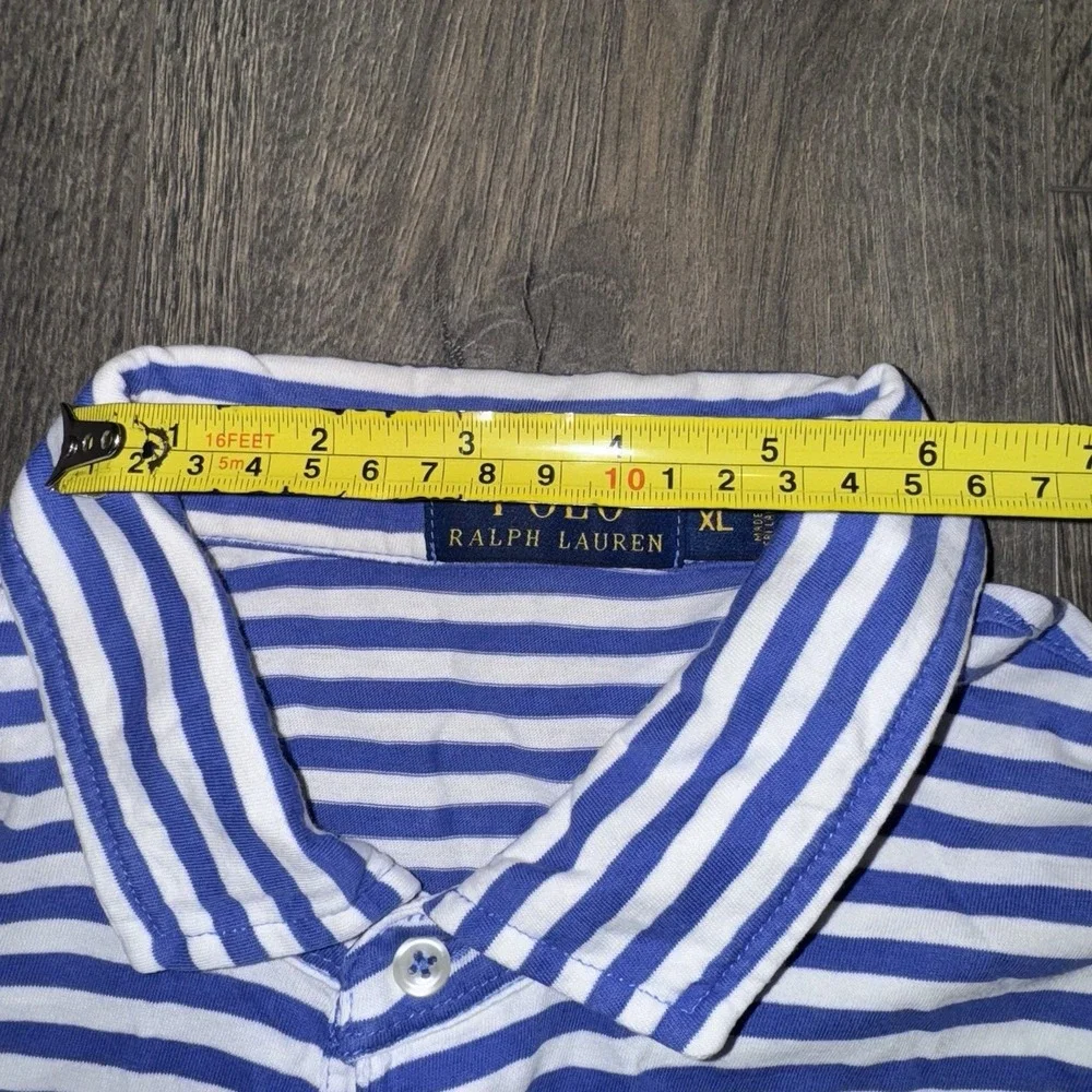 Polo Ralph Lauren Blue Label Men's Blue & white Striped Golf Preppy polo XL